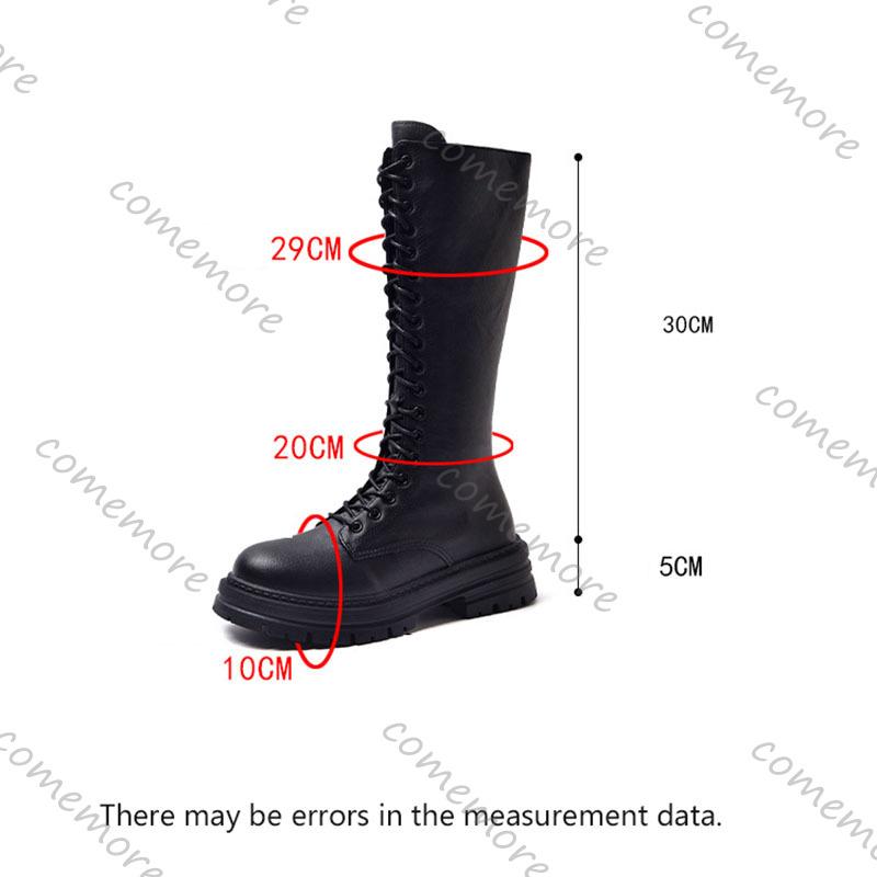 Fashion Comemore Women's Boots 2025 Autumn Winter New Platform Lace Up Knee High Boots for Women Fashion Black White Thck Heel Botas