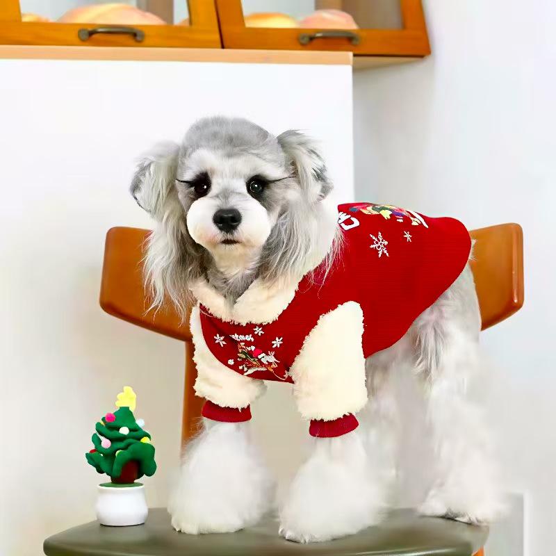 Autumn/Winter Warm Puppy Sweatshirt: Christmas Design for Small & Medium Dogs, New Year Cotton Coat