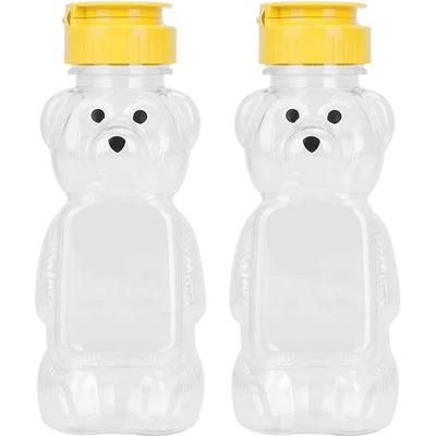 2 Stück Plastik-Bären-Honigflaschen, Leere Honig-Quetschflaschen mit Klappdeckel zur Aufbewahrung und Ausgabe von Gewürzen(8 oz)