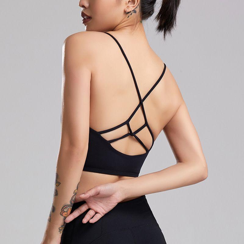Foreign Trade New Sports Underwear Women Bra Shockproof Push up Fitness Cross Small Sling Vest Bra Top Women
