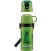Skater Children's Water Bottle, 2-Way, 420ml (Direct Drinking) or 350ml (Cup Drinking), Minecraft Design, Small Capacity, Stainless Steel, Insulated,