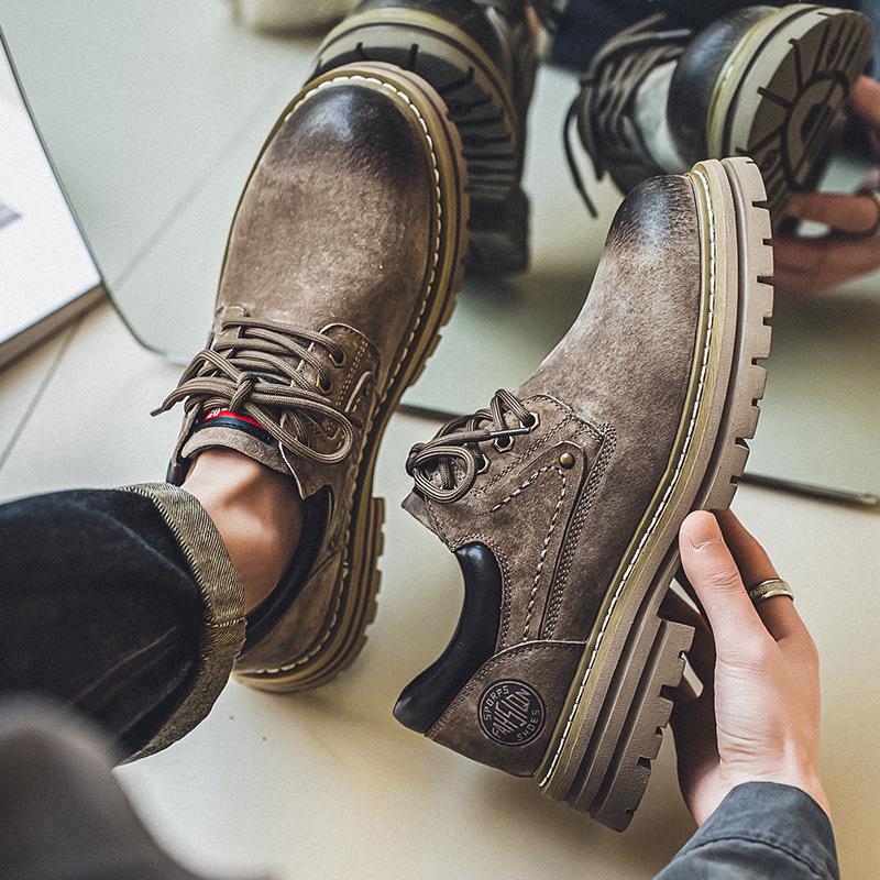 Herren Retro Britischer Stil Low-Top Mattierte Lässige Wanderschuhe - Sommer Vielseitige Dicksohlige Trendige Outdoor-Schuhe