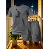 New Summer Fitness Sportswear for Men, Short-sleeved T-shirt and Shorts Two-piece Set, Breathable and Quick-drying Casual Wear.