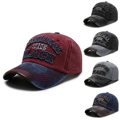 Gewaschener Stoff, Vintage-Stickerei-Hut, schwarzer Hut, Sport-Hut, verstellbarer Hut, Herrenhut, Baseball-Cap, 6 Farben, Mädchenhut, Buchstabenhut, Caps, Geschenke