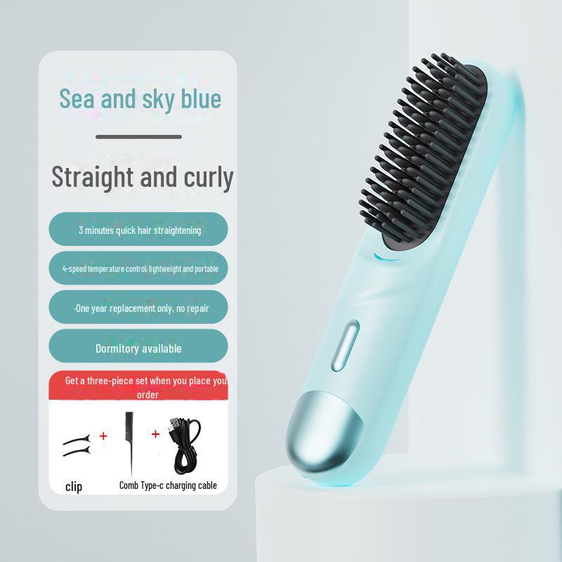 Compact Wireless Hair Straightening Comb with Negative Ion Technology
