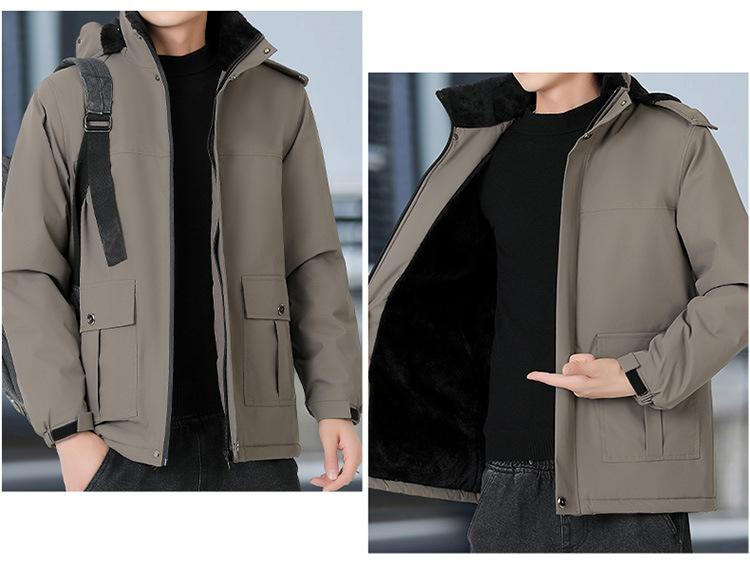 Fashionable and versatile Men's Thickened Warm Winter Jacket - Wrinkle Resistant Lightweight Soft and Cozy Long Sleeve Down Jacket