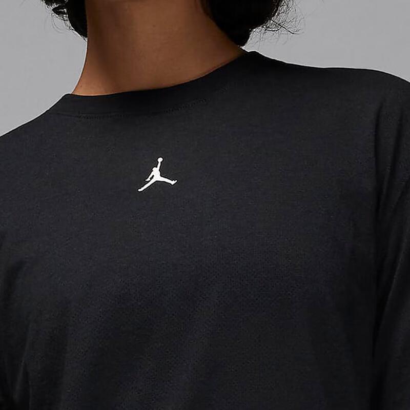 Jordan Solid Color Crew Neck Short Sleeve Drop Shoulder T-Shirt Women Tops Black FN5117-010
