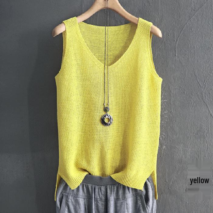 Women's Loose-Fit Camisole: Large, Cool Silk Knit, Sleeveless Vest for Summer