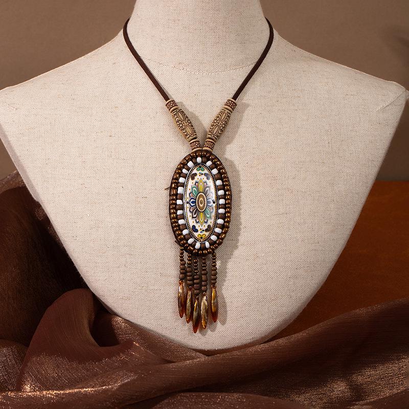 Bohemian Retro Ethnic Tassel Necklace - Unisex Long Pendant Chain Charm