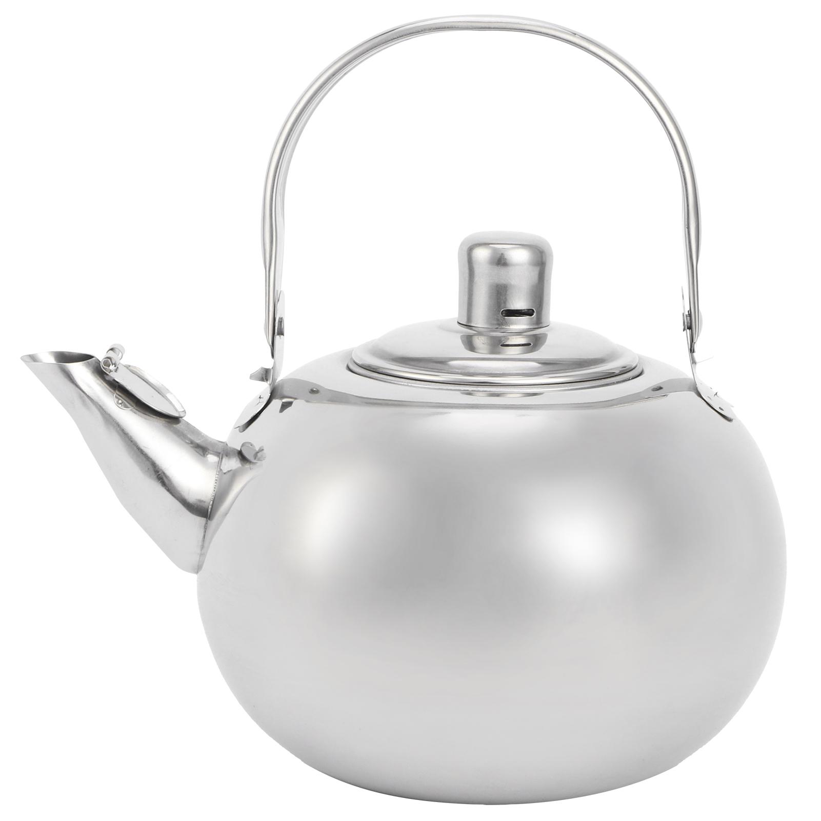 

304 Stainless Steel Teapot Flat Bottom Induction Cooker Water Kettle Tea Pot with FilterSilver 16cm 1.2L