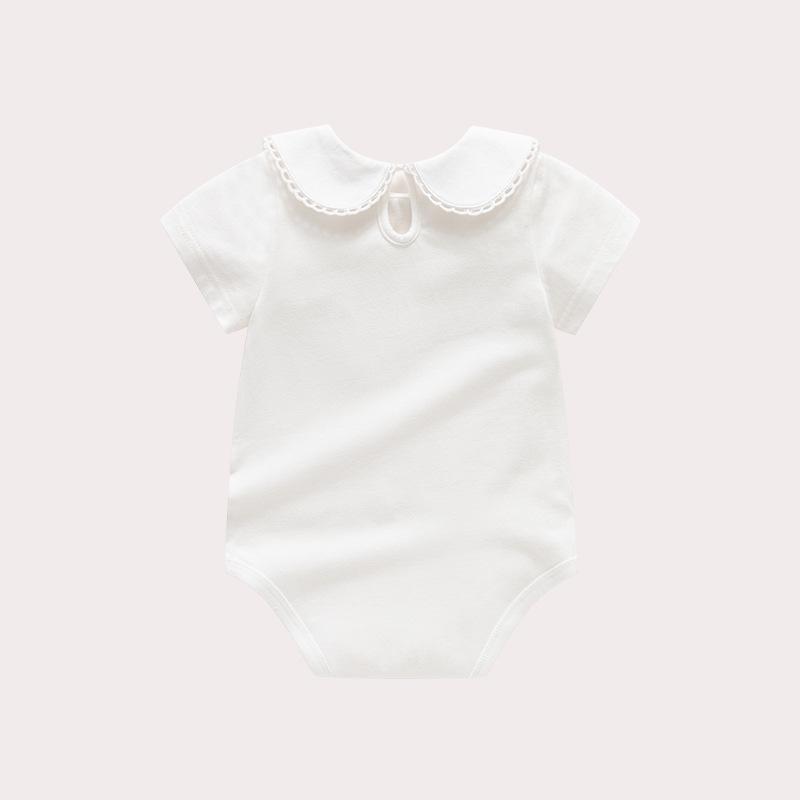 Off-White Cotton Baby Girl Romper - Versatile Summer One-Piece for 0-1 Year