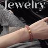 High-End Natural Strawberry Quartz Beaded Bracelet with Gold Accent - Women's Jewelry for Wealth and Luck