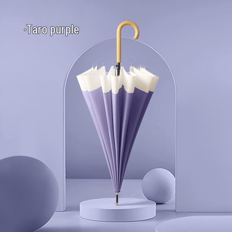16-Rib Long-Handle Japanese Style Curved Parasol - Customizable Advertising Umbrella