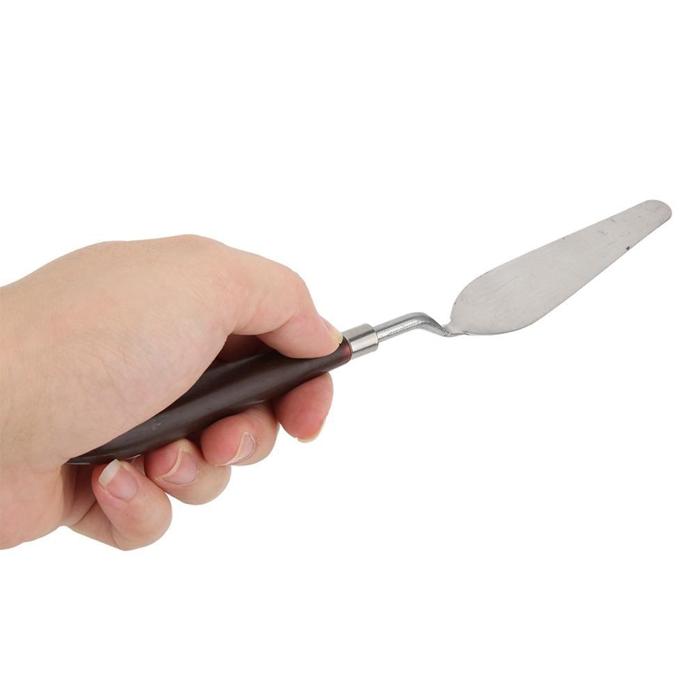18PCS solid stainless steel Stainless Steel Painting Knives comfortable hand grip flexible blade texture Pigment Mixing Scrapers