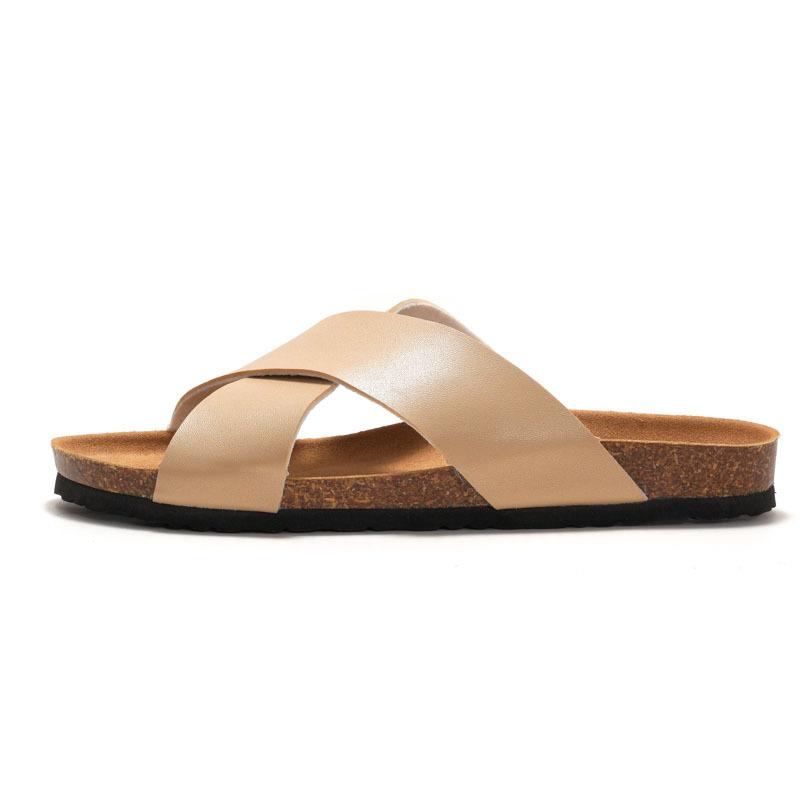 Summer New Men's Cork Slippers Beach Shoes Student Cross with Water Loose Cool Slippers