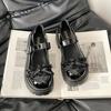 Japanese cute bow with lace platform small leather shoes women's 2025 summer new versatile Mary Jane single shoes