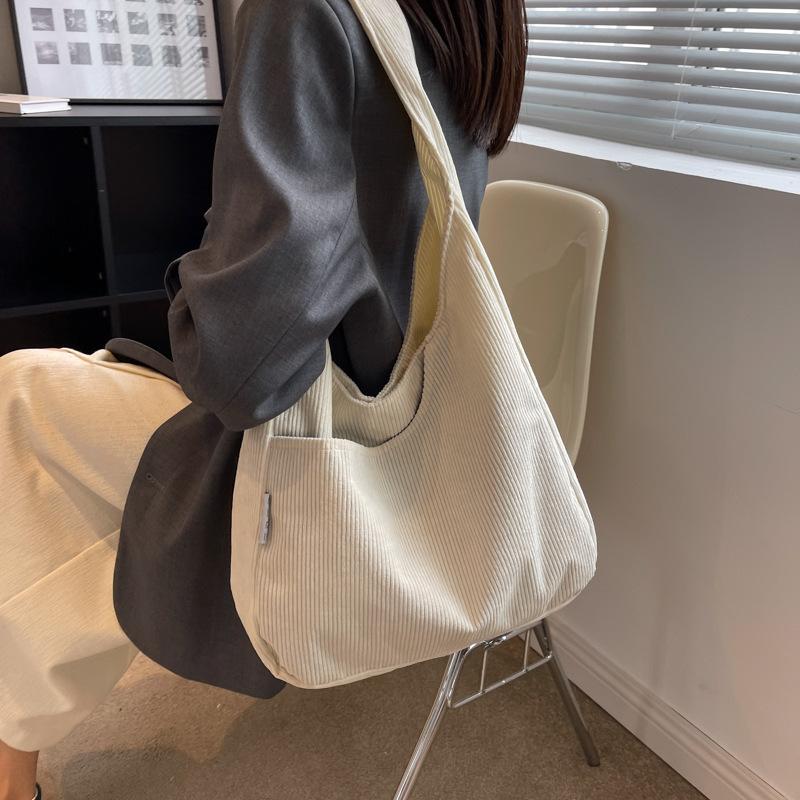 Women's Large Capacity Corduroy Tote Bag Minimalist Everyday Purse with Zipper Closure, Spacious Work, , Travel Handbag