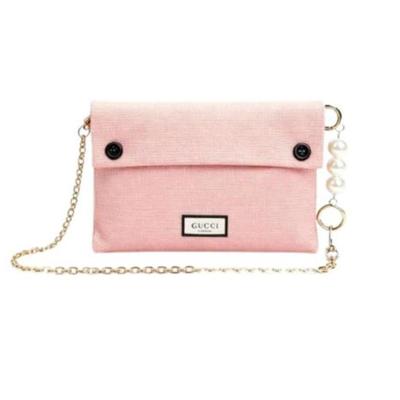 El Yapımı Pembe Kanvas İnci Zincirli Çanta, Niş Tasarımlı Tek Omuz Askılı Çanta, Kadınlar İçin Hafif Lüks Vintage Tarzı Çok Yönlü Çanta-GIFT-80