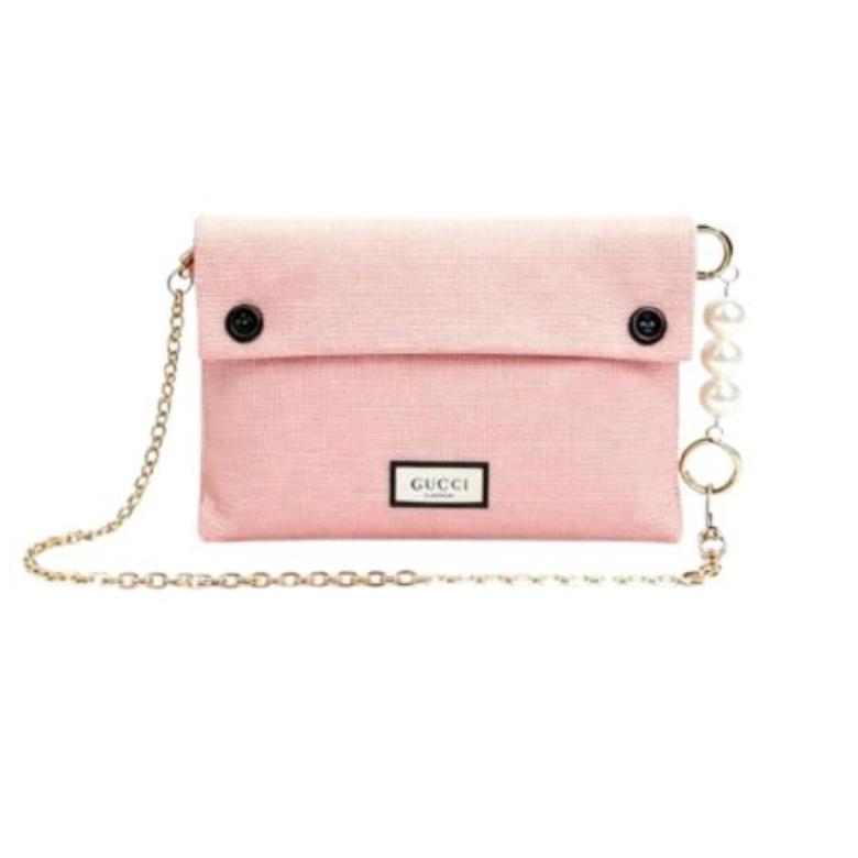 

Сумка из розовой парусины ручной работы с жемчужной цепочкой, сумка-слинг на одно плечо нишевого дизайна, универсальная сумка в винтажном стиле легкой роскоши для женщин GUCCI-GIFT-80