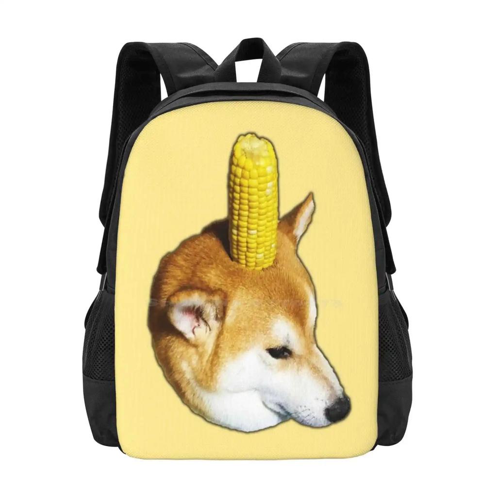 Corn Shibe Doggo Bag Backpack For Men Women Girls Teenage Corn Doggo Corndog Corn Shibe Corn Shiba Inu Shiba Inu With Corn