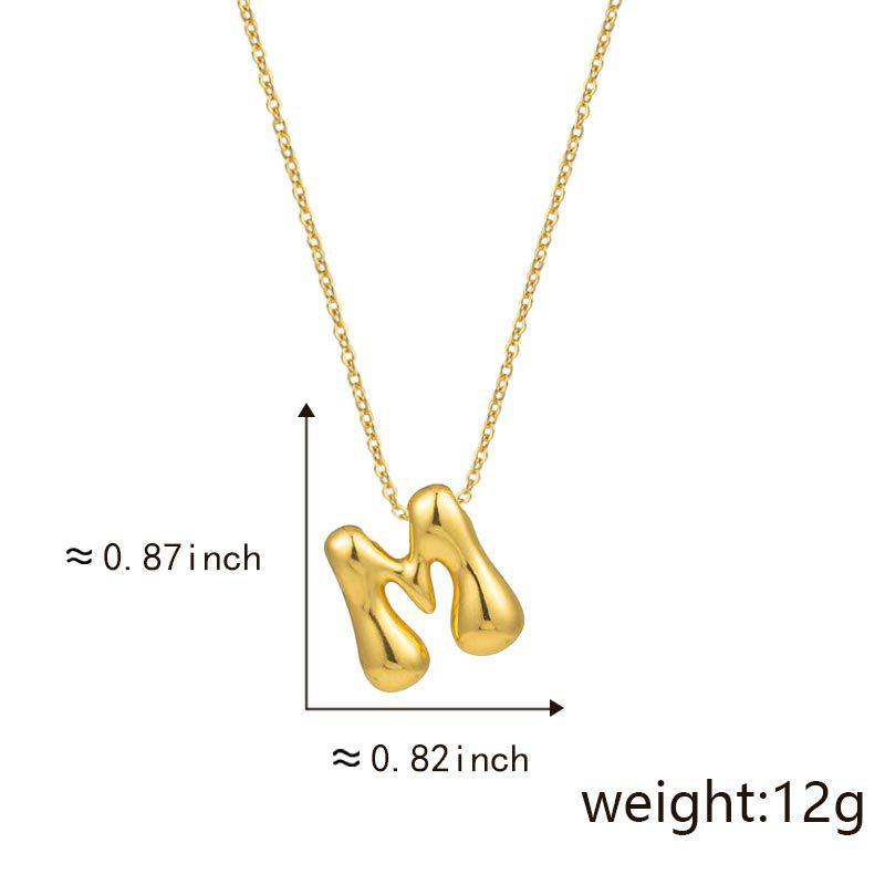 Cute Smooth Letter Necklace, Chubby Pendant, European and American Fashionable and Simple Collarbone Chain