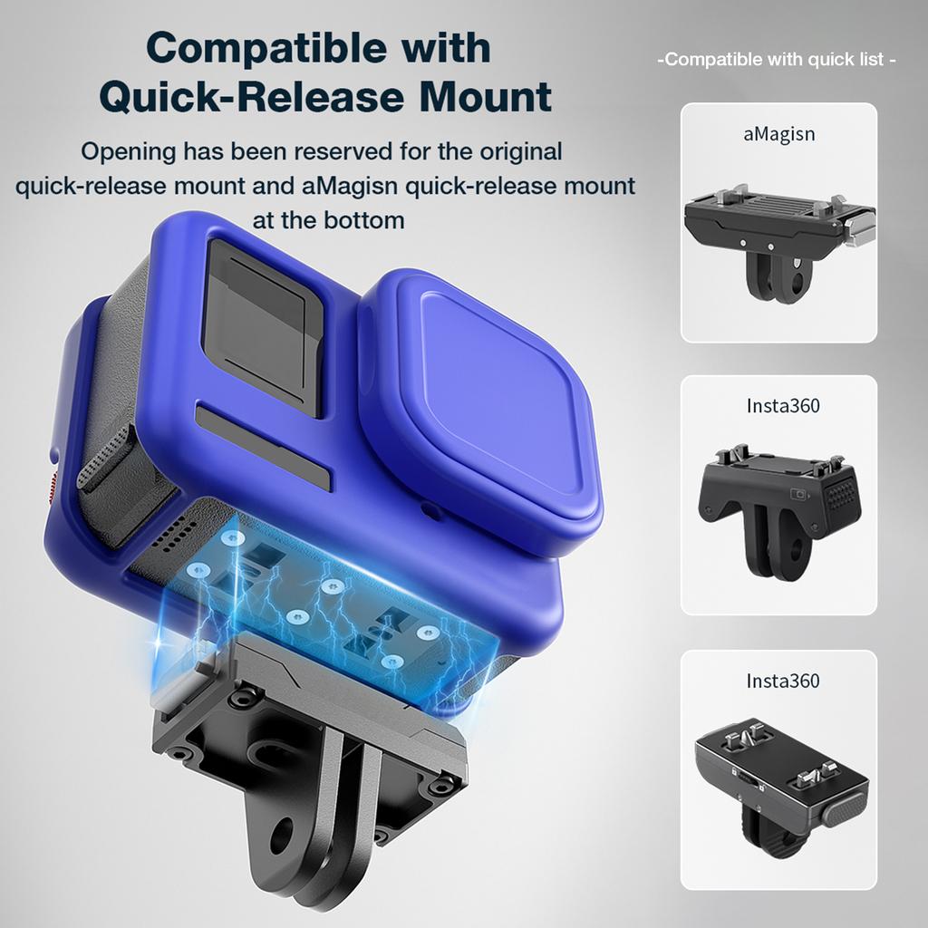 aMagisn AC19 Silicone Camera Protectiv Kit Camera Protector Case + Lense Cover + 2 Straps Compatible with Insta 360 Ace