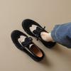 Fashion NEW Spring/Autumn Women Loafers Round Toe Chunky Heel Shoes Cow Suede Leather Shoes Women Lace-up Women Pumps Black Brogue Shoes