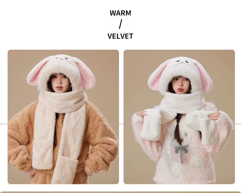 Zootopia Judy Rabbit Winter Warm 3-Piece Set: Plush Hat, Scarf, and Gloves