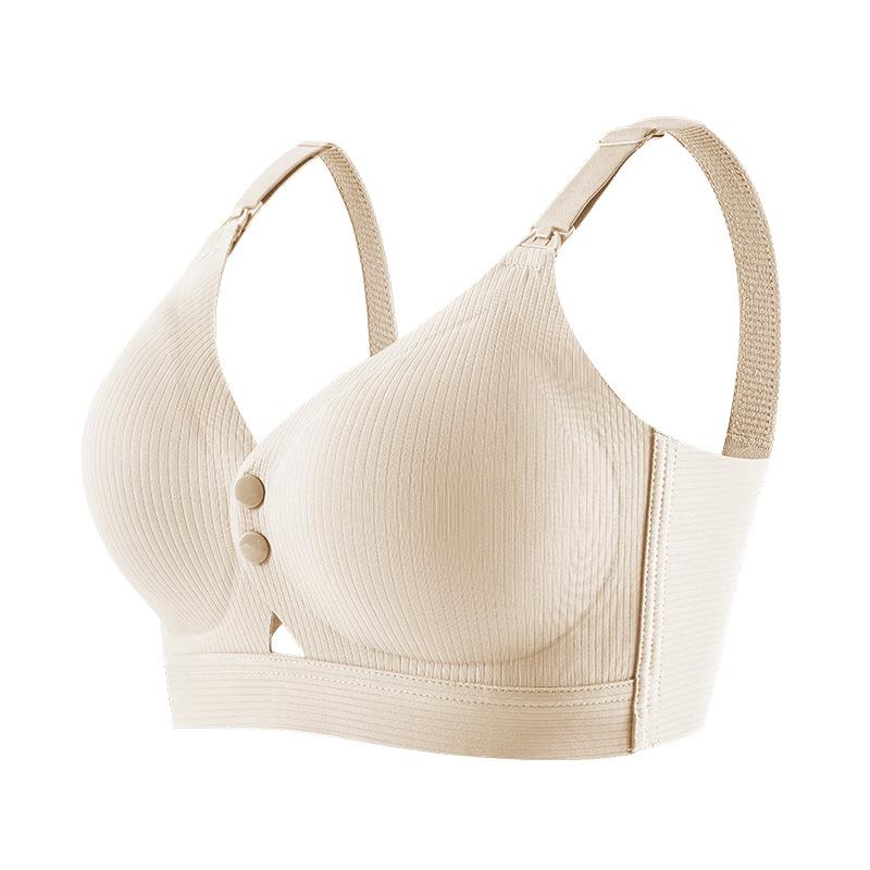 Seamless Maternity Bra with Double Front Clasp High Elasticity Push-up and Nursing Support