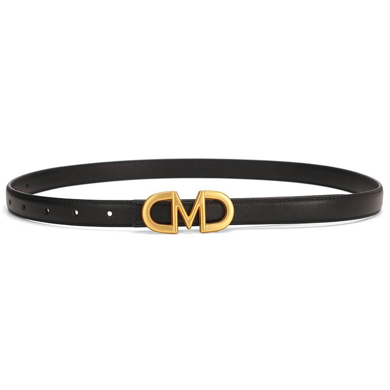 Womens Slim Leather Belt With M-Shape Alloy Buckle Casual Office Jeans Skirt Waistband