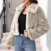 Women's Fashionable Warm Long Sleeve Solid-Color Furry Coat