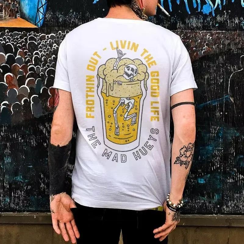 2025 Summer New trendy dark punk skull print Tshirt loose and fashionable cotton shortsleeved streetwear for men and women