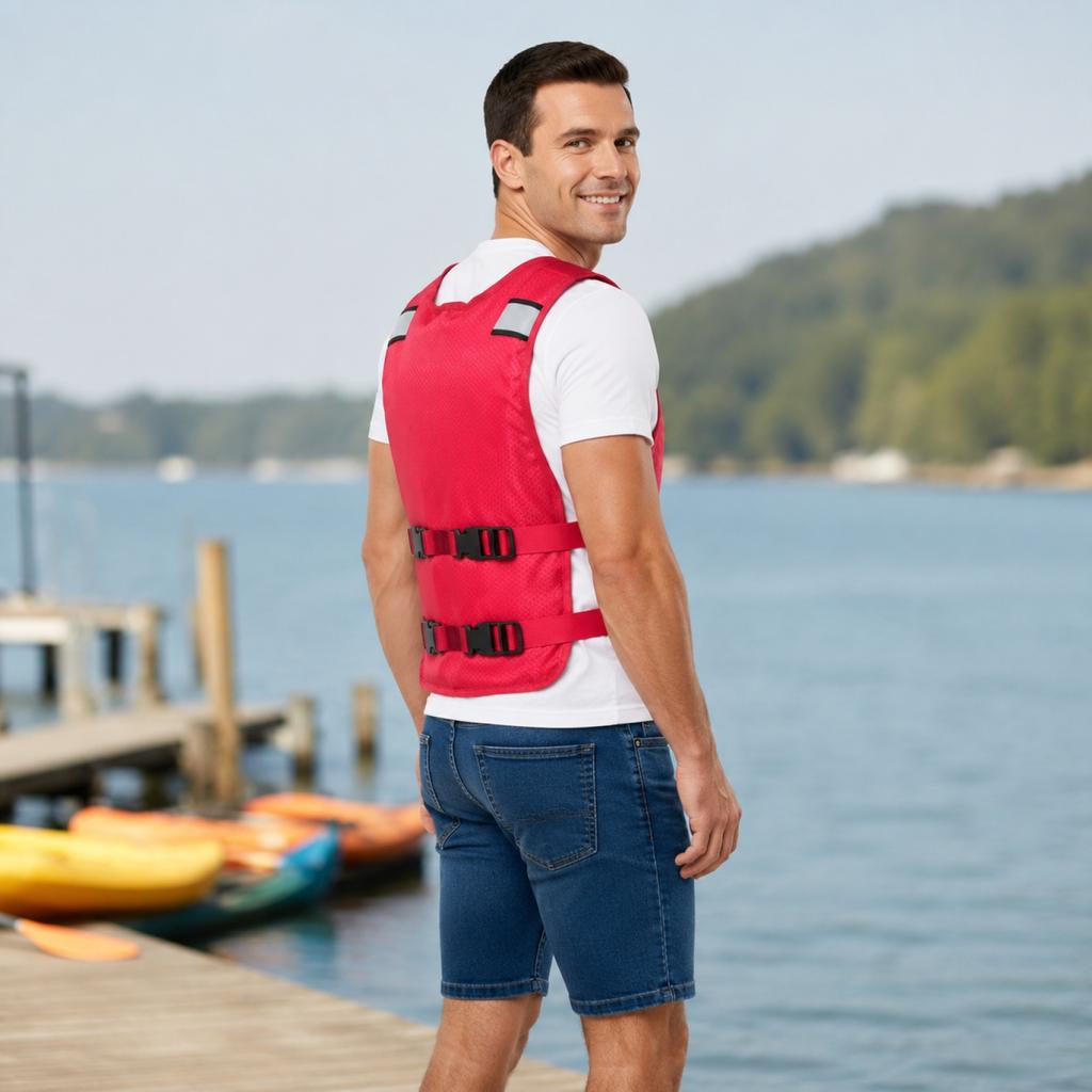 Portable Foldable Buoyancy Vest with Four Adjustable Buckles Reflective Design for Water Safety and Outdoor Activities