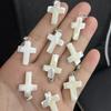 5Pcs, DIY White Shell Cross Pendant, Natural Beach Jewellery Making Kit for Christmas or Easter Gift 15×20mm