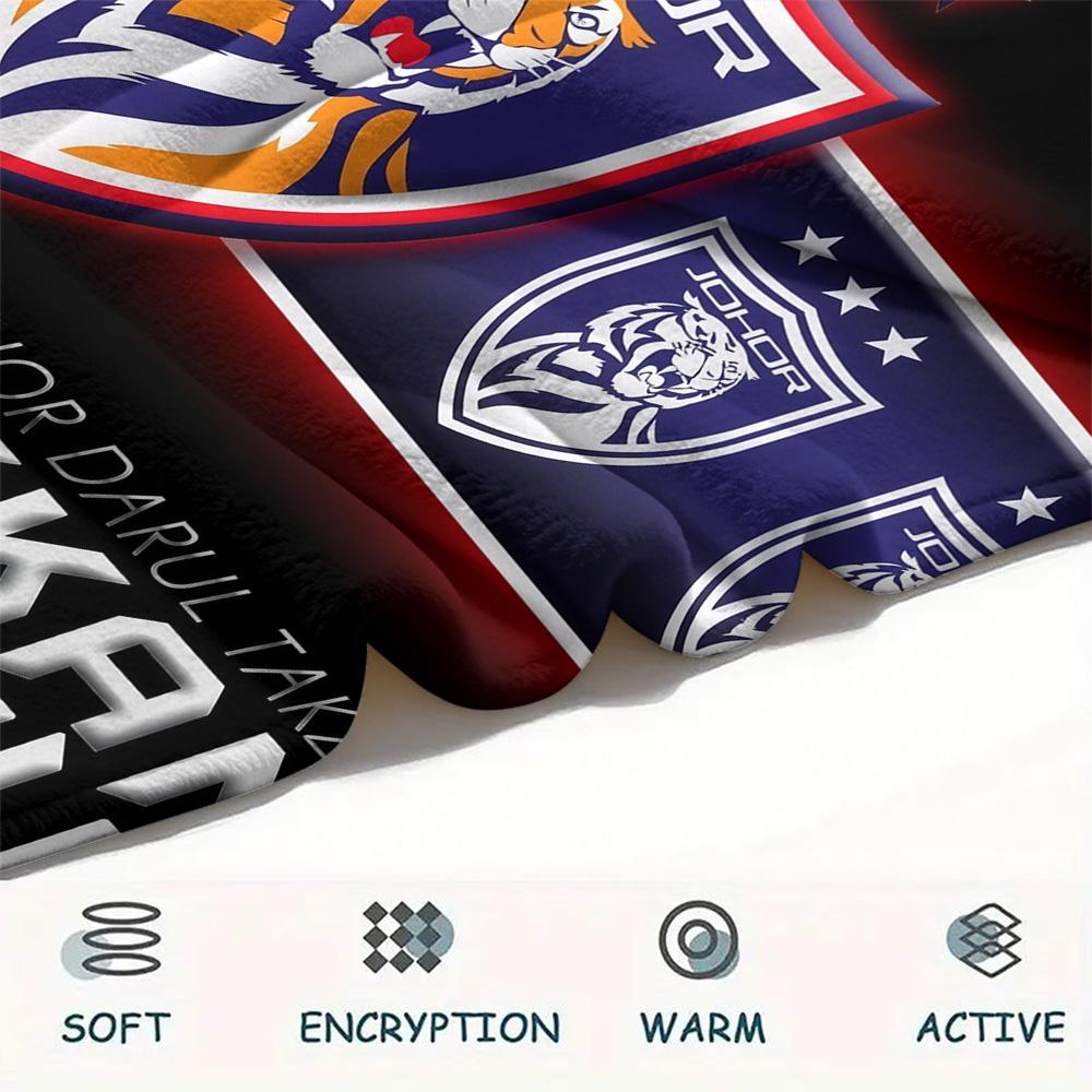 Johor Darul Ta'zim FC  Print Flannel Blanket, High quality Comfortable for All Seasons, Home Decor, Warmth and Comfort