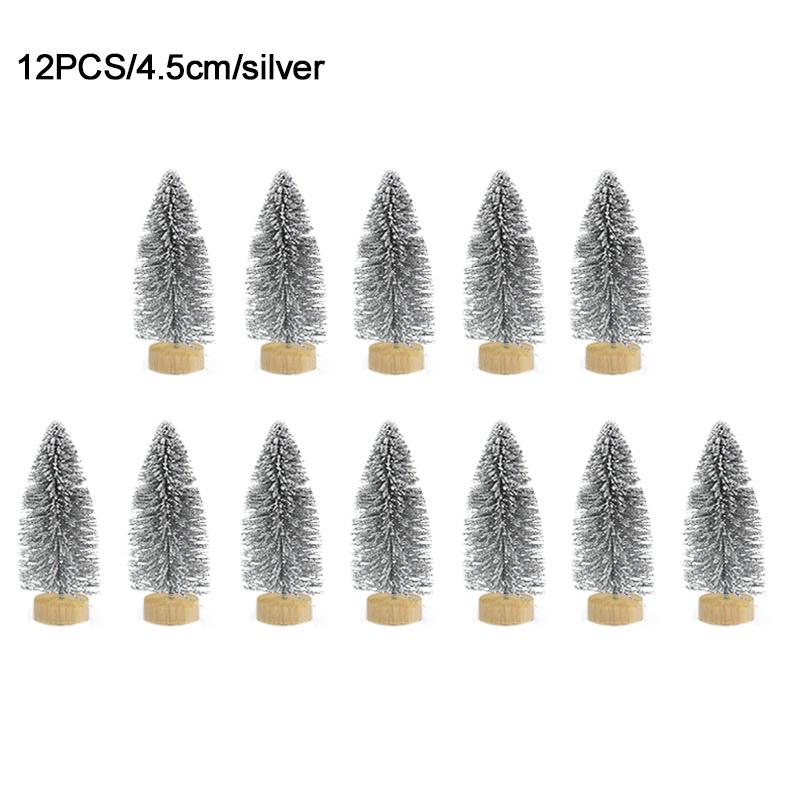 12pcs Mini Christmas Tree Pine Tree DIY Christmas Decorations For Home Table Navidad Xmas Ornaments New Year Decor Kids Gift