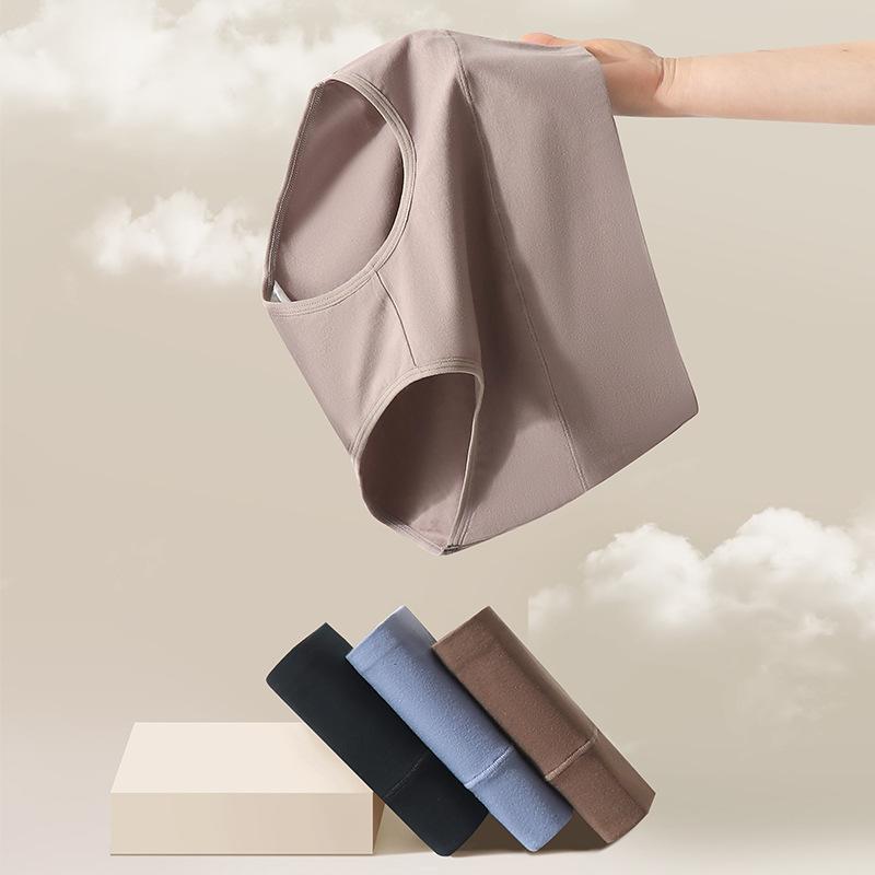 Pure Cotton High-Waisted Underwear Women'S Antibacterial And Antibacterial Crotch Women'S Underwear Solid Color Belly And Hip Briefs