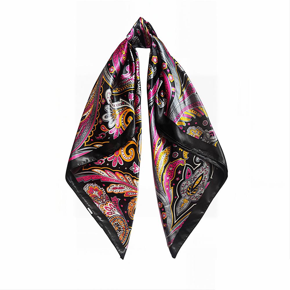 90cm Trendy Paisley Silk-Style Headscarf for Women - European American Design