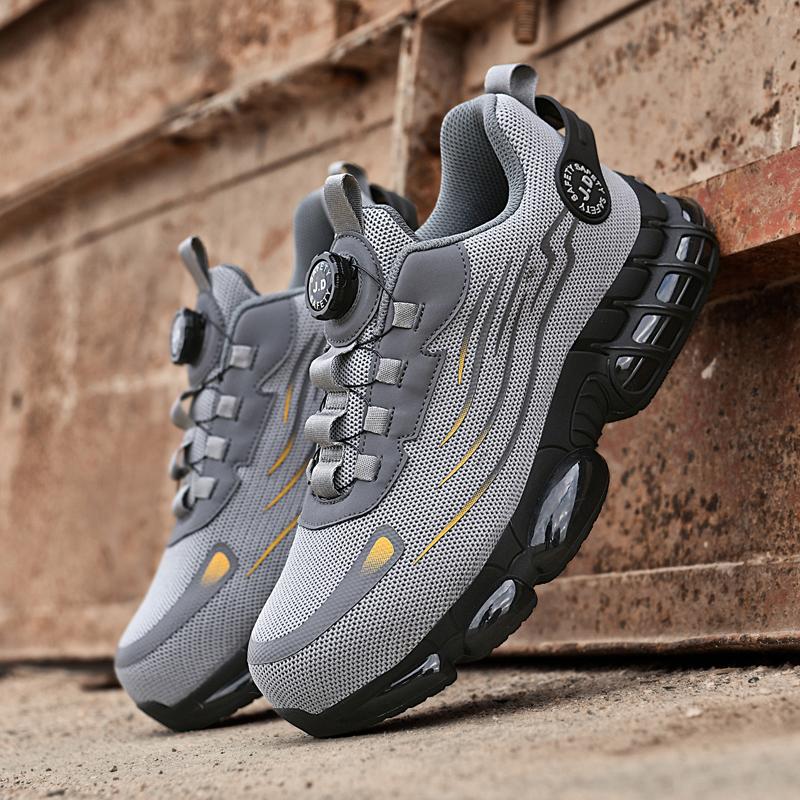 Herresikkerhetssko med ståltå, lettvekts arbeidssko med punkteringsbeskyttelse, pustende sklisikker konstruksjonssko