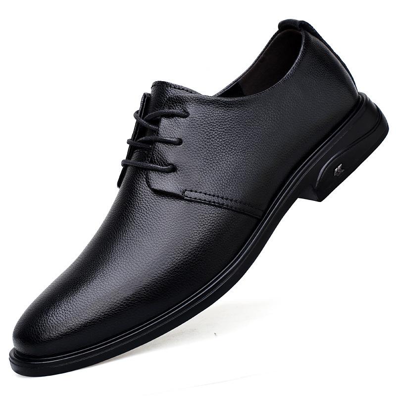 Men's Autumn Business Leather Shoes - British Style, Comfortable Lace-up, Top Layer Cowhide Casual Shoes