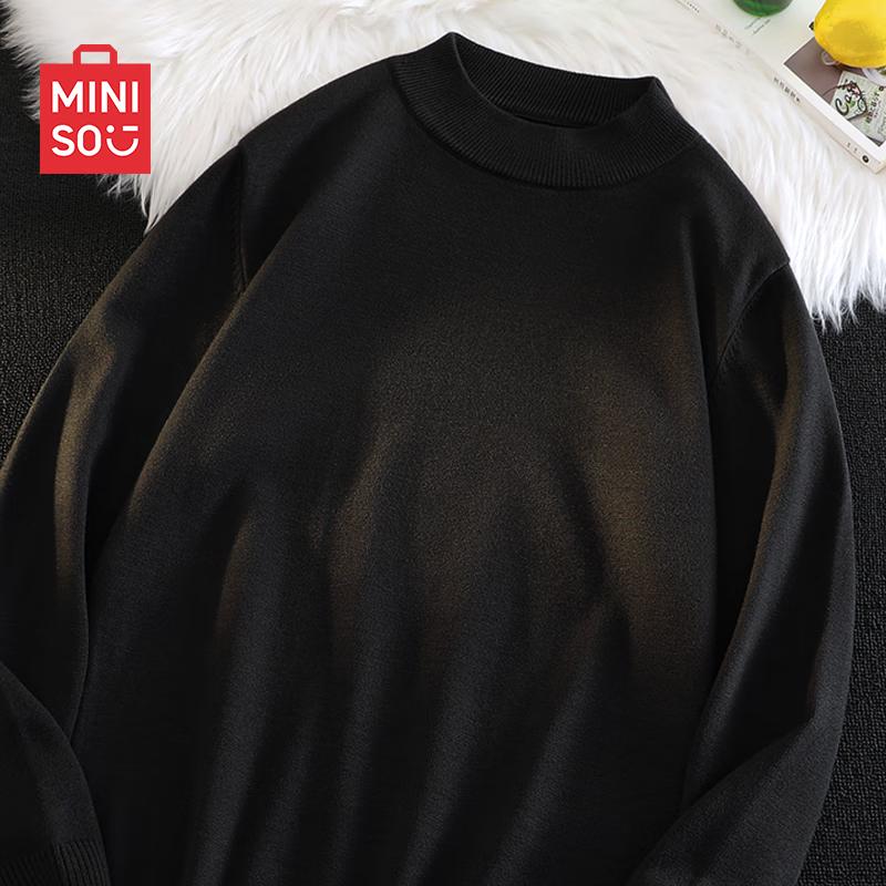 MINISO Men's Japanese Style Half-High Collar Pullover Knit Sweater