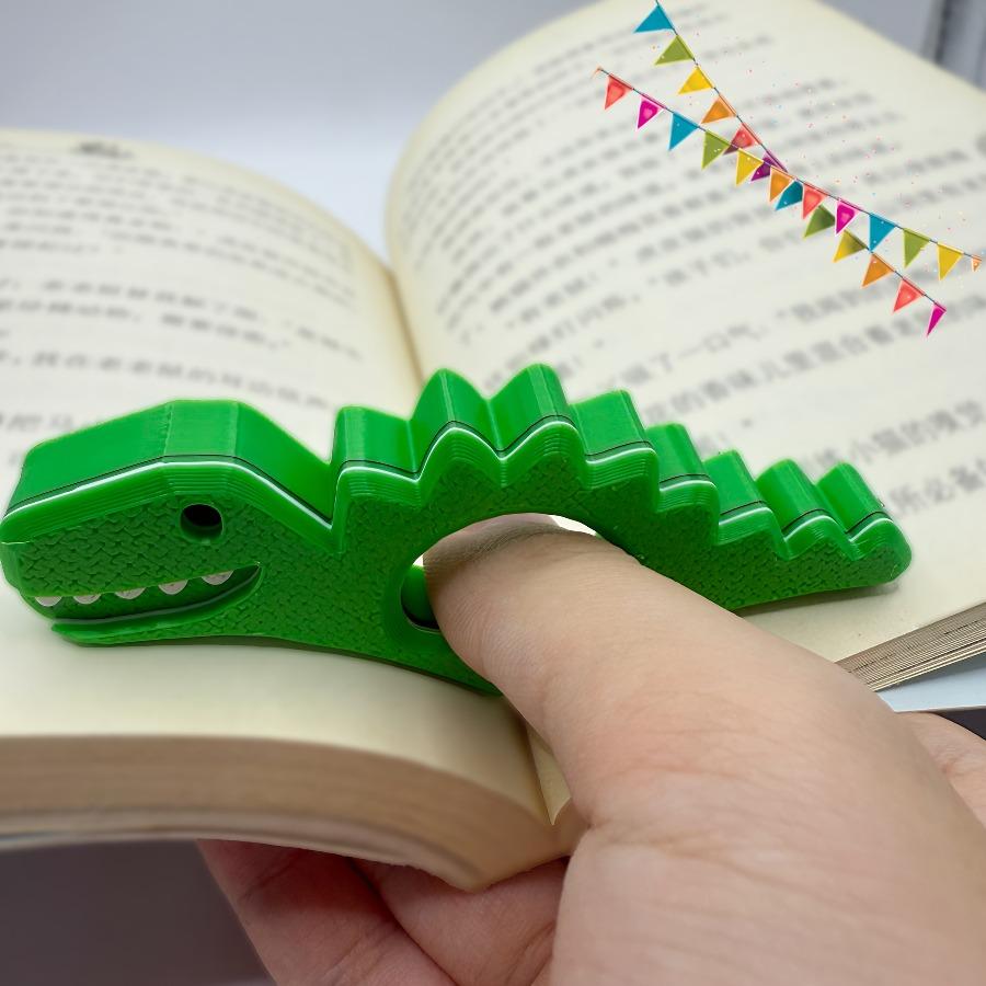 2pcs Dinosaur Thumb Bookmarks - Green Dinosaur Design, Durable PP Material, Portable Page Separator, Ideal for Book Lovers, Teachers, Students