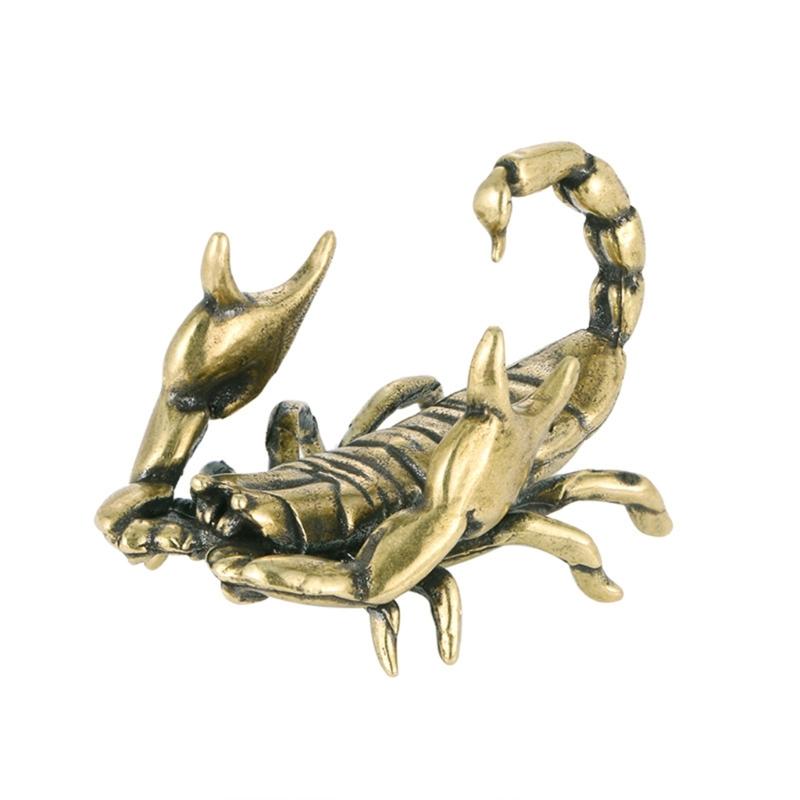 Antiqued Brass Scorpions Miniature Figurine Pen Holder Ornament for Business Gift Giving and Home Office Desktop Decors