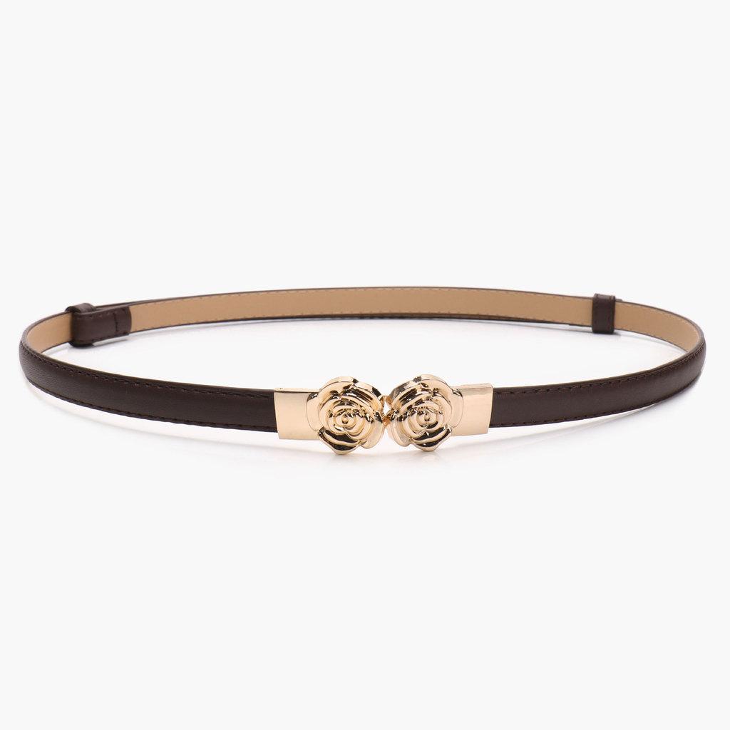 Womens Pu Leather Waist Belt With Silver Buckle For Casual Dress And Office Outfit