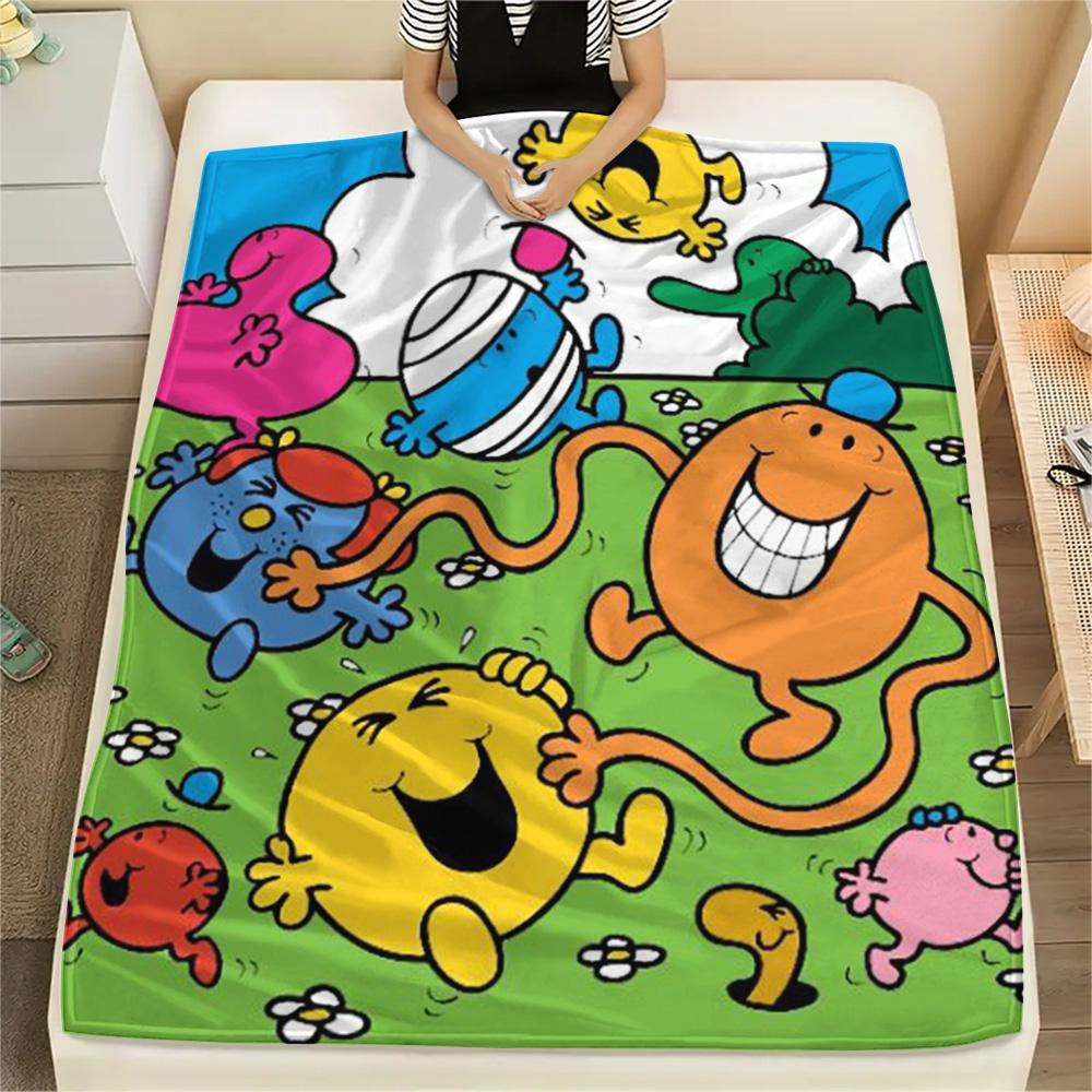 1PC Mr. Men Little Miss Patterned Flannel Blanket Suitable For All Seasons for Home Decor Warmth and Comfort Gifts Holiday Present