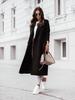 Women's Autumn/Winter V-Neck Tie-Up Woolen Coat with Long Sleeves