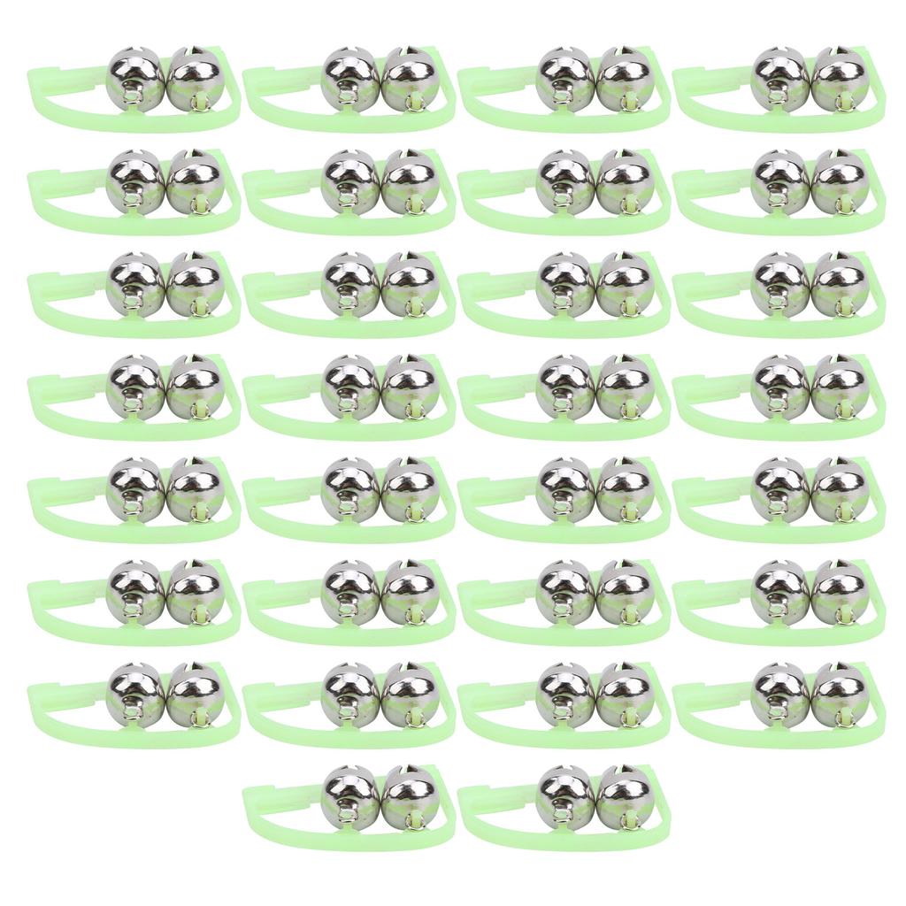 30pcs Night Fishing Rod Bite Alarm Luminous Twin Bells Fish Bait Alert Bow Shape