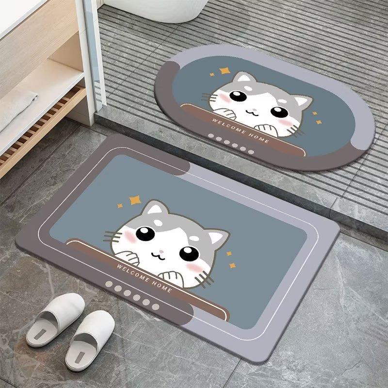 

Коврик для двери с изображением животных из мультфильмов, впитывающий диатомовую грязь, коврик для ванной, легко сохнет, коврик для ног, туалет, можно стирать вручную, нескользящий коврик 50 * 80 cm