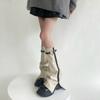PU-Leder Fußabdeckung Coole Mädchen Harajuku Y2K Beinstulpen Motorrad Windbeinabdeckung Millennium Spicy Girl Subkultur Dunkle Farbe