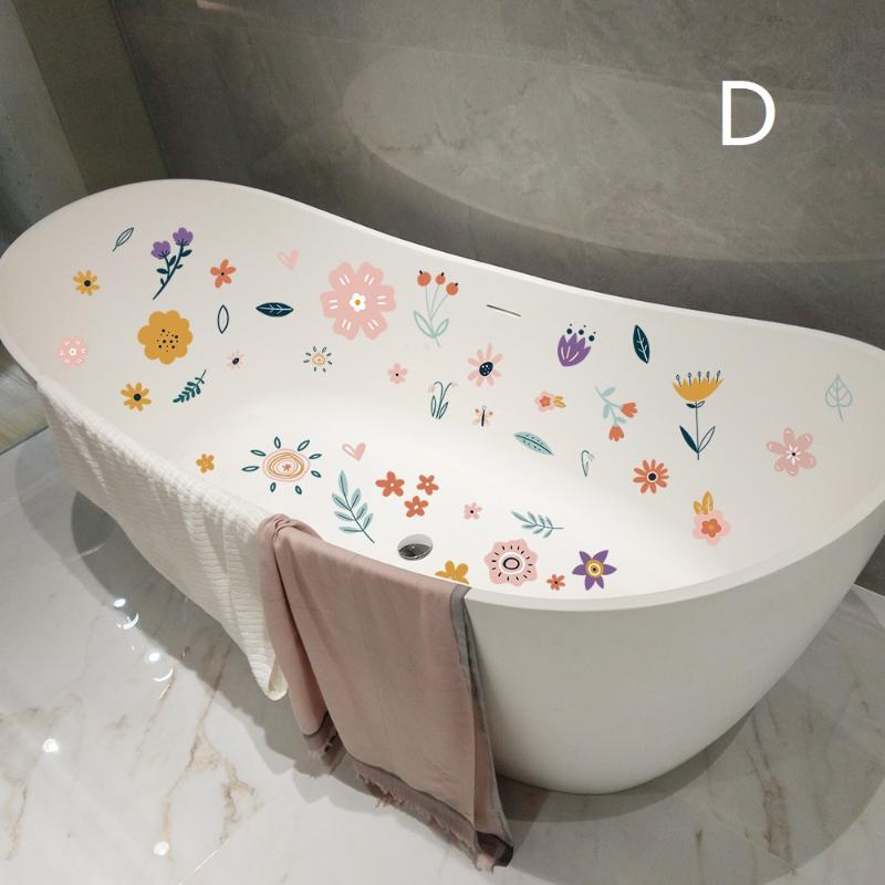 Floral Pattern Bathtub Appliques, Waterproof Non-Slip Bathtub Sticker, Bathtub Wall Decals, Bathroom Toilet Decorative Adhesive